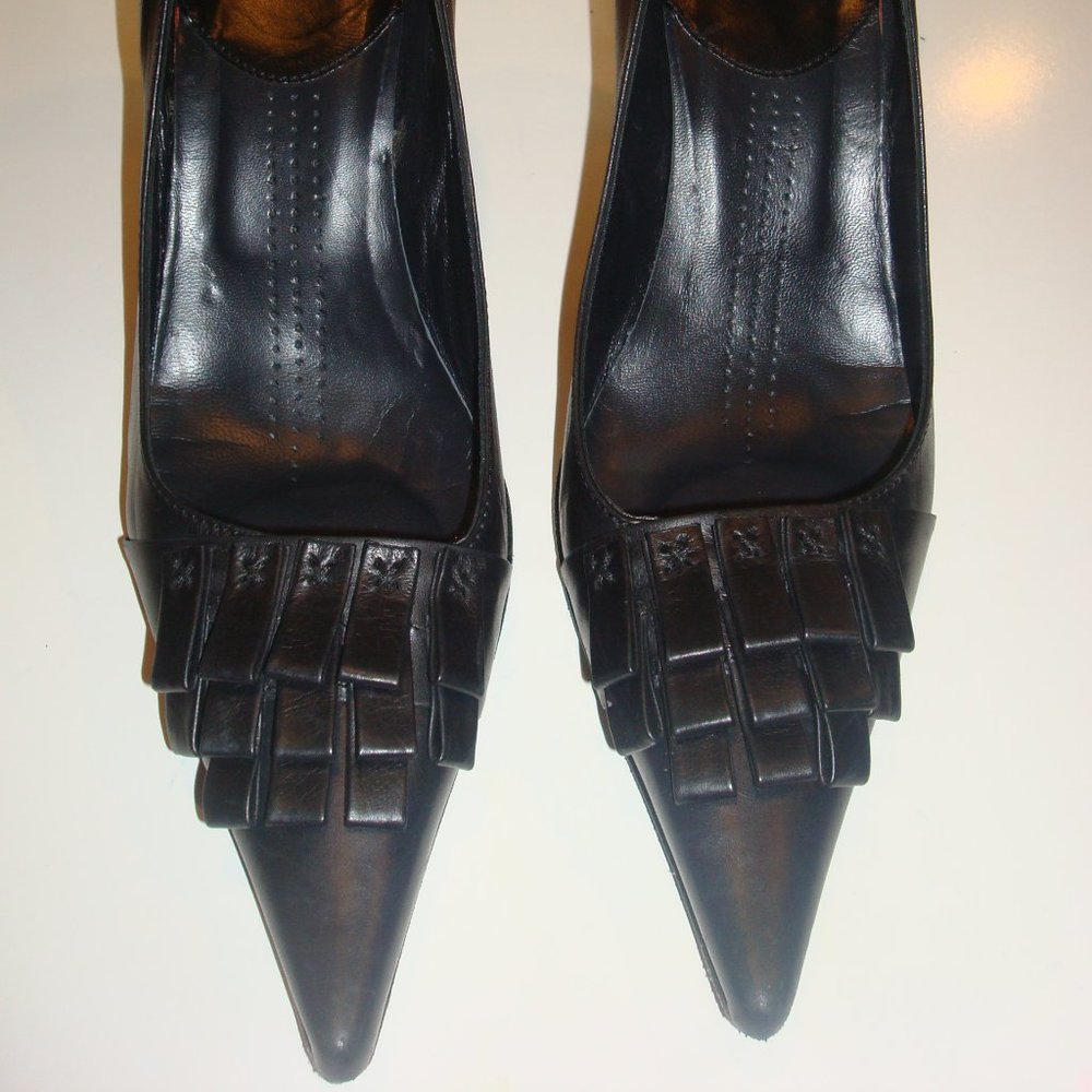 Dusica-Dusica Leather Heels w/ Ruffle- (Heelz)